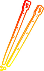 warm gradient line drawing cartoon chop sticks