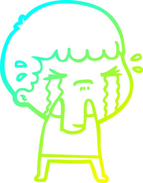 recommend clip art: cold gradient line drawing cartoon man crying