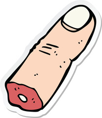 sticker of a cartoon severed finger