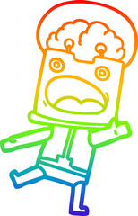 rainbow gradient line drawing cartoon robot