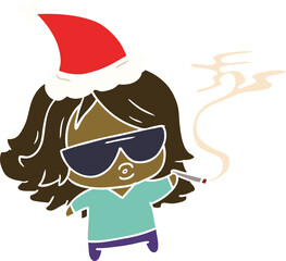 christmas cartoon of kawaii girl