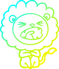 cold gradient line drawing cartoon angry lion