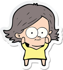 sticker of a happy cartoon girl