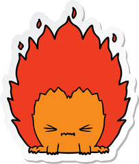 sticker of a cartoon fire creature