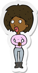 sticker of a cartoon surprised woman