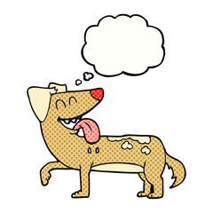 thought bubble cartoon panting dog