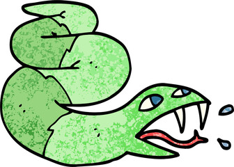 grunge textured illustration cartoon hissing snake