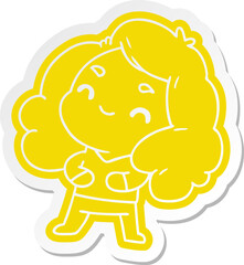 cartoon sticker of a cute kawaii girl
