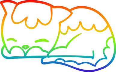 rainbow gradient line drawing cartoon cat sleeping