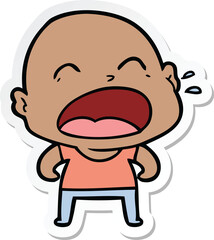 sticker of a cartoon shouting bald man