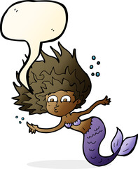 cartoon mermaid with speech bubble
