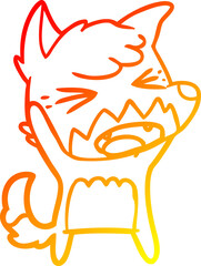 warm gradient line drawing angry cartoon fox