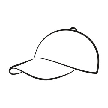 A drawing of cap and Baseball Cap Icon Base Ball Hat Design Vector Art Illustration