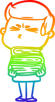 recommend clip art: rainbow gradient line drawing cartoon man sweating