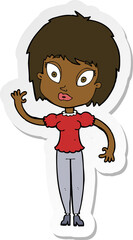 sticker of a cartoon pretty girl