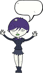 cartoon vampire girl with speech bubble