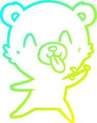 cold gradient line drawing rude cartoon bear
