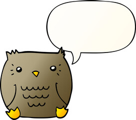 cartoon owl and speech bubble in smooth gradient style