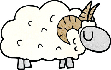 cartoon doodle sheep with horns