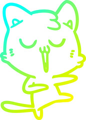 cold gradient line drawing cartoon cat singing