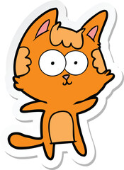 sticker of a happy cartoon cat