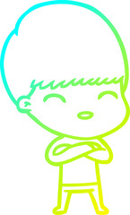 cold gradient line drawing happy cartoon boy