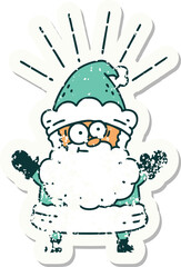grunge sticker of tattoo style santa claus christmas character
