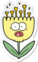 sticker of a cartoon shocked flower