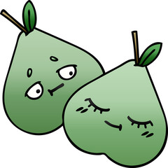 gradient shaded cartoon green pear