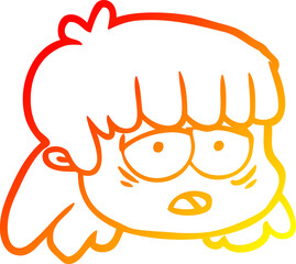 warm gradient line drawing cartoon female face