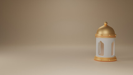 Islamic lantern decoration background for ramadan kareem, mawlid, iftar, isra miraj, eid al fitr adha, muharram 3d illustration