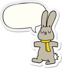 cartoon rabbit and speech bubble sticker