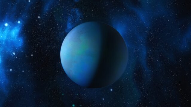 Earth-like planet in outer space. Cosmos with nebula, exoplanet and stardust.