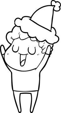 recommend clip art: laughing line drawing of a man wearing santa hat