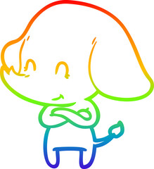 rainbow gradient line drawing cute cartoon elephant