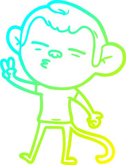 Fototapeta premium cold gradient line drawing cartoon suspicious monkey