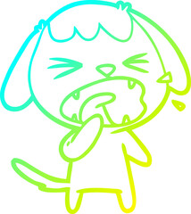 cold gradient line drawing cute cartoon dog barking