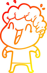 warm gradient line drawing cartoon happy man