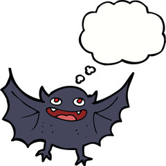cartoon vampire bat with thought bubble