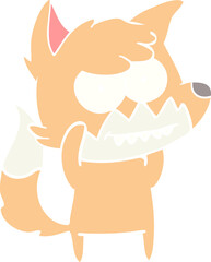 flat color style cartoon grinning fox