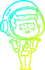 cold gradient line drawing cartoon tired astronaut