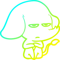 cold gradient line drawing annoyed cartoon elephant