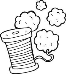 black and white cartoon yarn