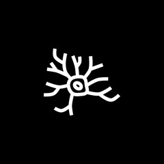 Nerve cell line outline icon isolated on isolated on black background