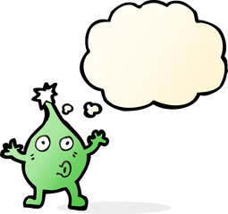 funny cartoon creature with thought bubble