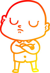 warm gradient line drawing cartoon bald man