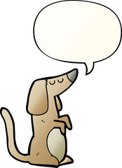cartoon dog and speech bubble in smooth gradient style