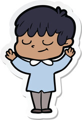 sticker of a cartoon happy boy