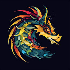 Fototapeta dragon head on black illustration vectorial obraz