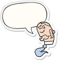 cartoon man and mustache and speech bubble sticker